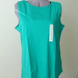 NWT - Croft & Barrow Teal Scallop-Neck Organic Cotton Tank - XL (18)